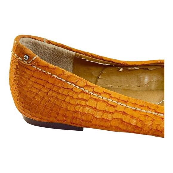 FOSSIL VINTAGE Reptile Embossed Rust Leather Flats silver-tone Buckle Top 6.5 - Picture 6 of 14